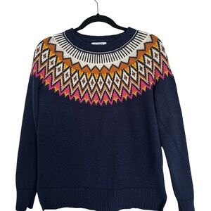 Old Navy Women’s Navy Holiday Sweater Fair Isle Pullover Sweater Size Small